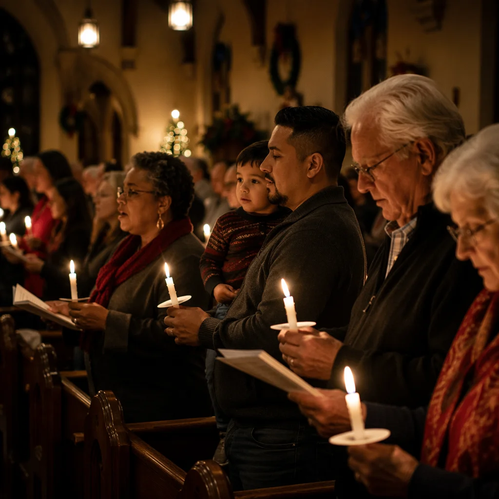 Christmas Eve Candlelight Service in Traditional Church
