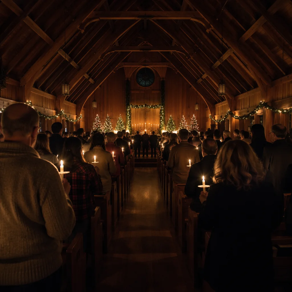 Christmas Eve Candlelight Service in Wooden Chapel
