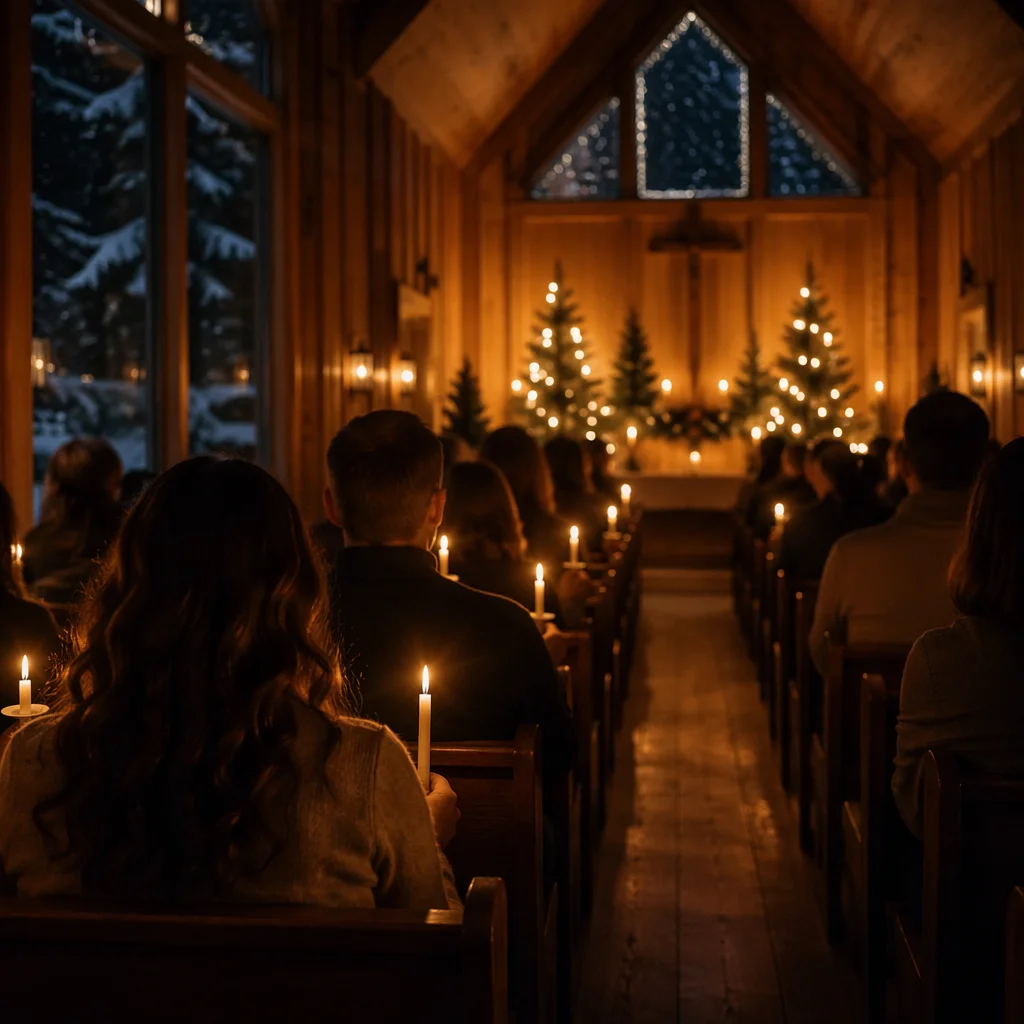Christmas Eve Candlelight Service in Wooden Chapel