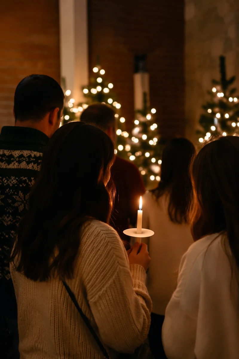 Christmas Eve Candlelight Congregation in Church Foyer
