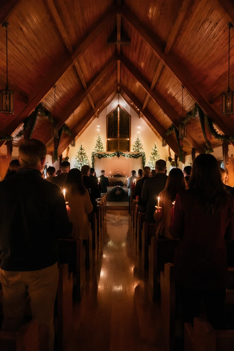Christmas Eve Candlelight Service in Wooden Chapel