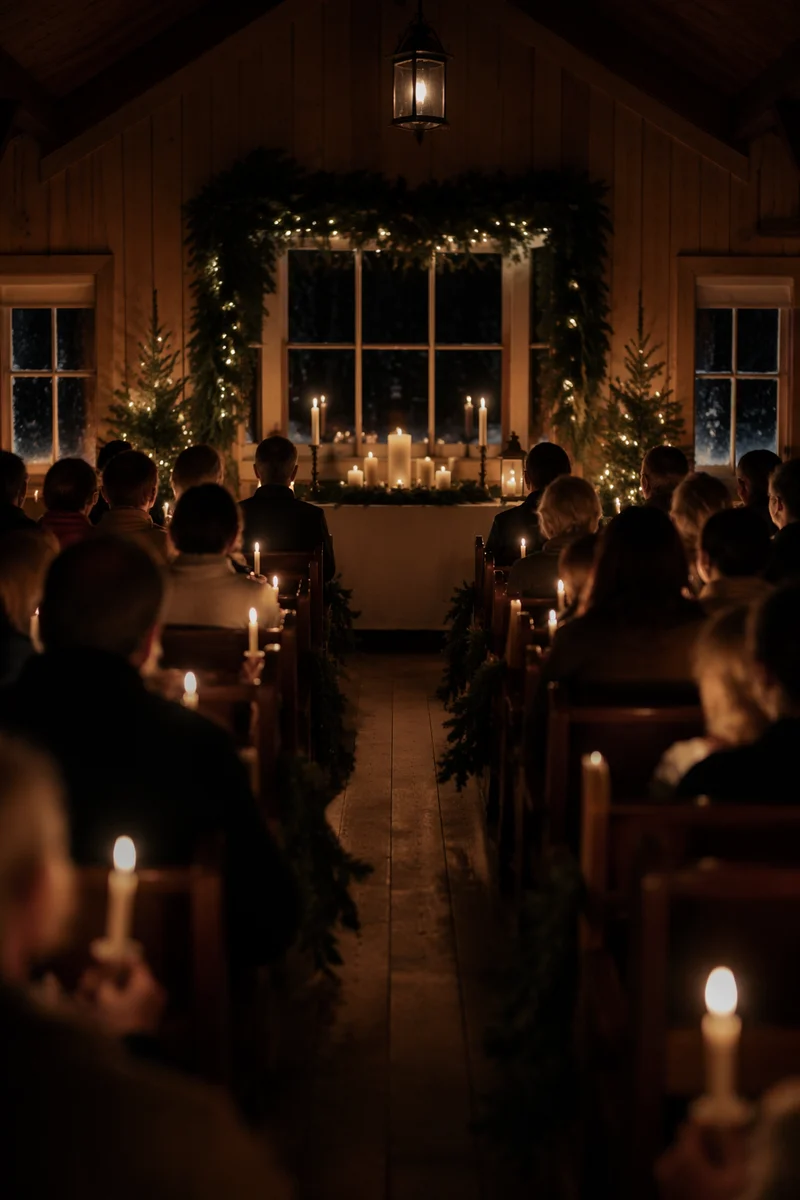 Christmas Eve Candlelight Service in Wooden Chapel