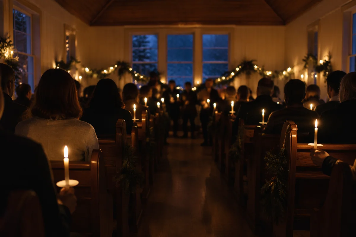 Christmas Eve Candlelight Service in Wooden Chapel