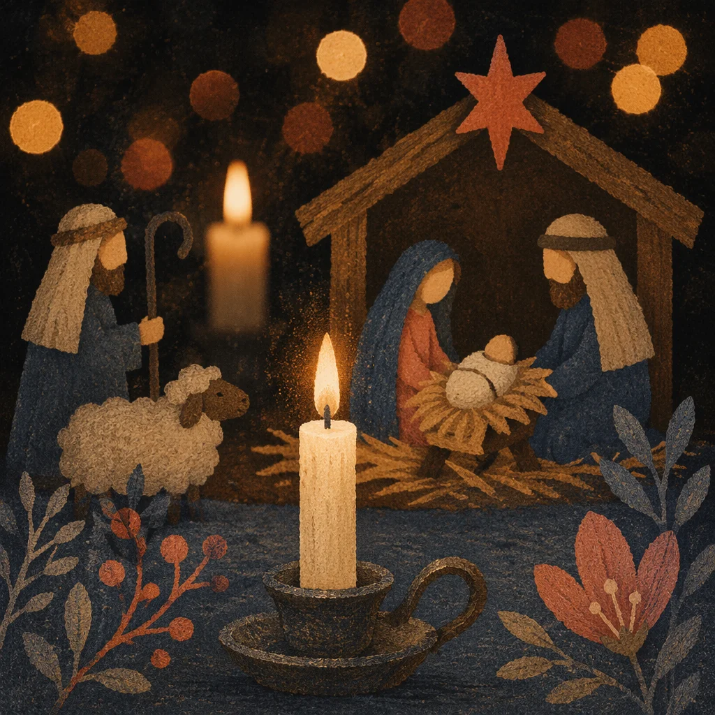 Candlelit Nativity Scene with Warm Bokeh