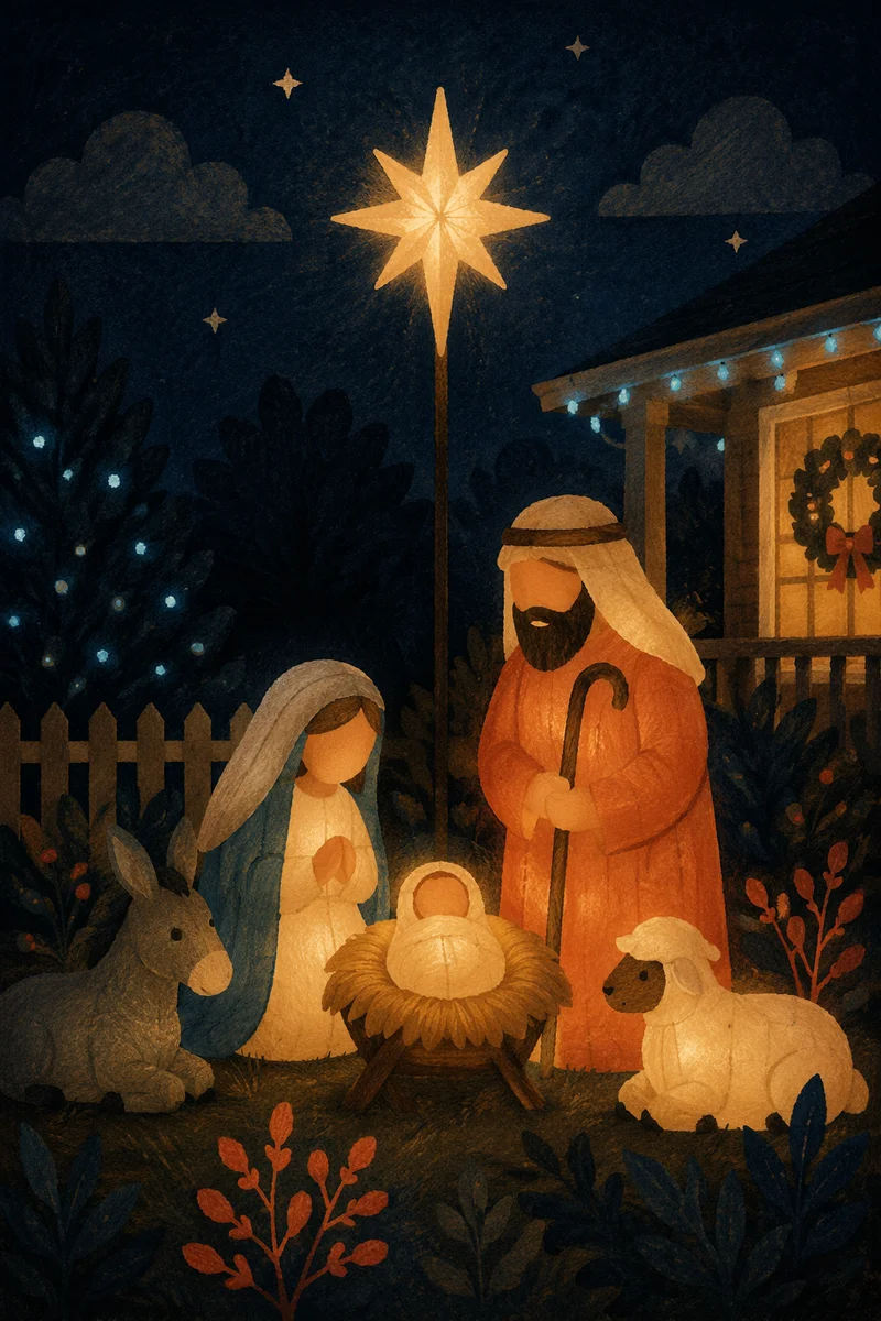 Candlelit Christmas Nativity Garden Display
