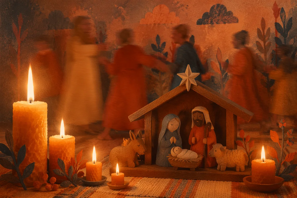 Rustic Candlelit Christmas Nativity Chapel