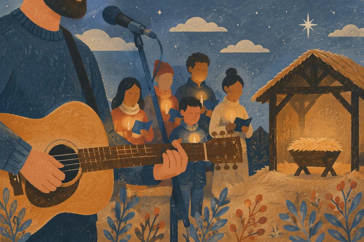Candlelit Outdoor Nativity Worship at Dusk