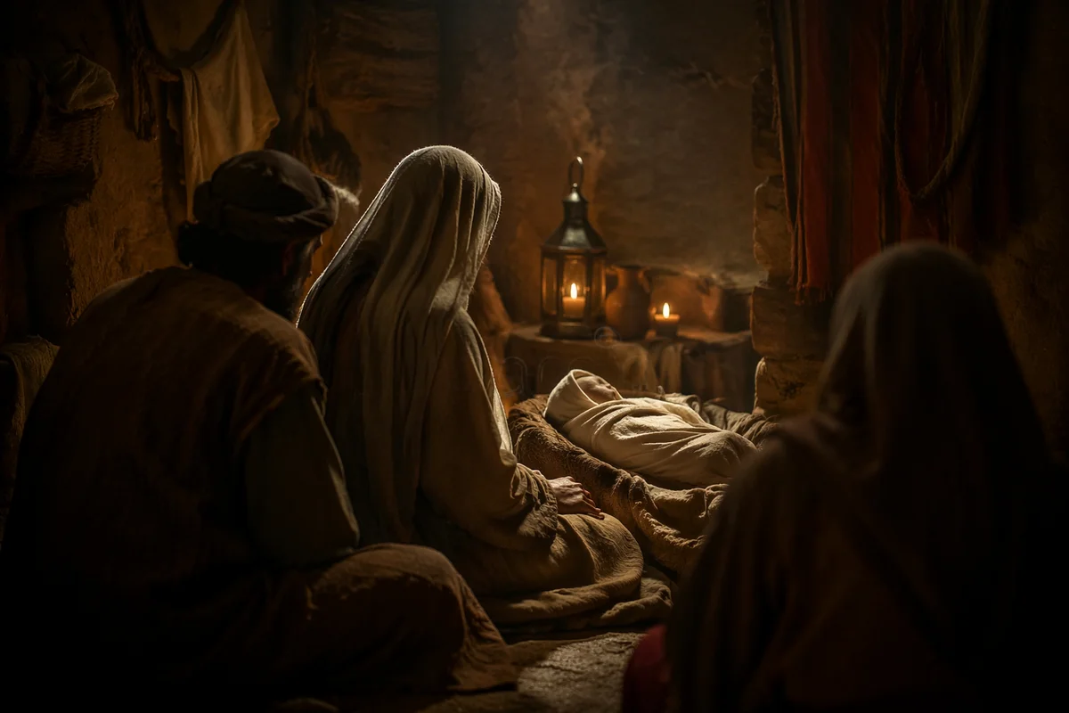 Candlelit Christmas Nativity in Rustic Stable