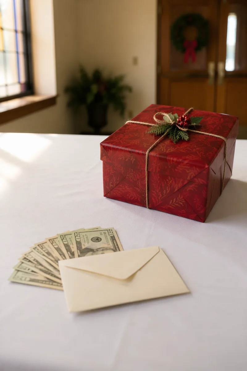 Christmas Offering Gift on Church Table