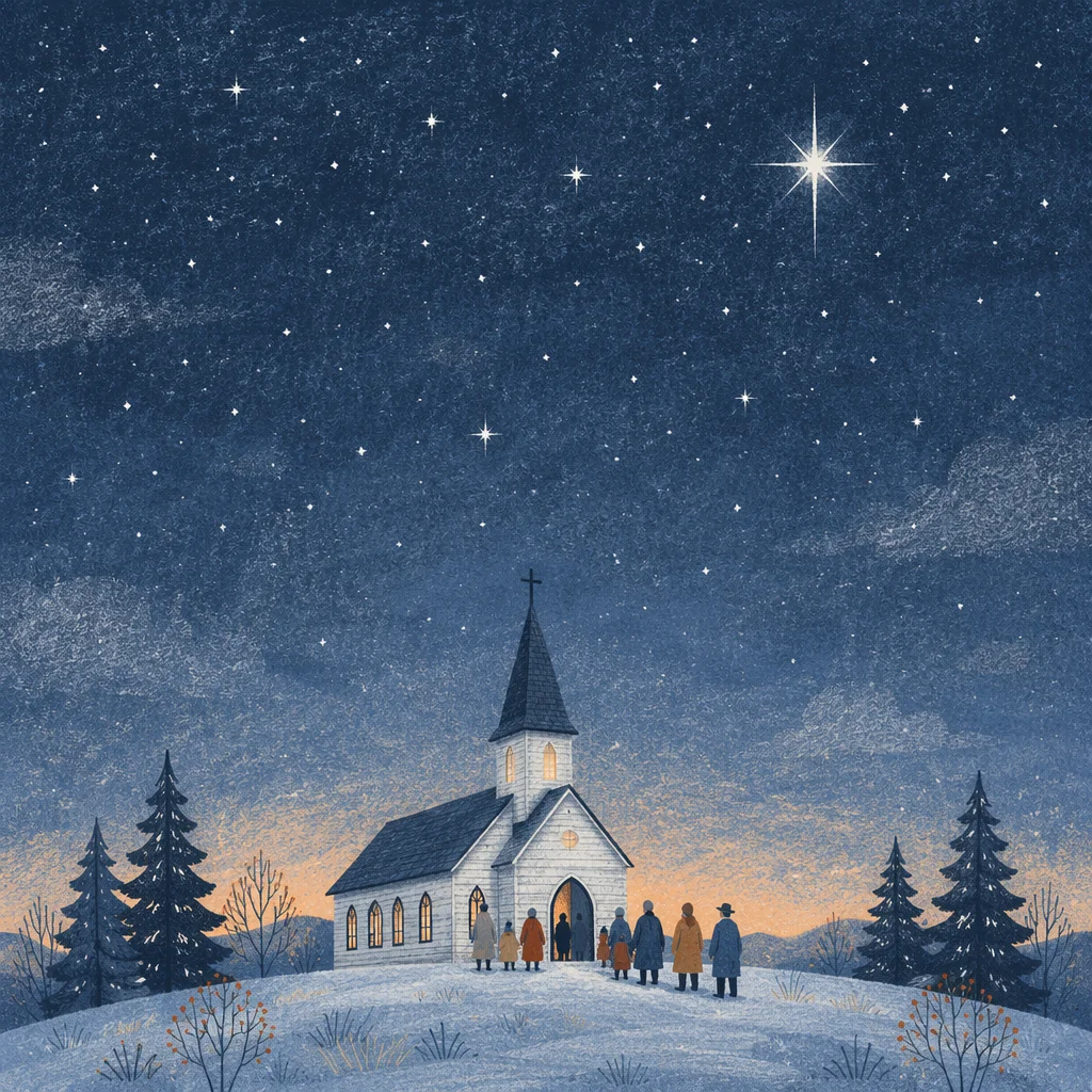 Midnight Watchnight Service at Snowy Rural Church