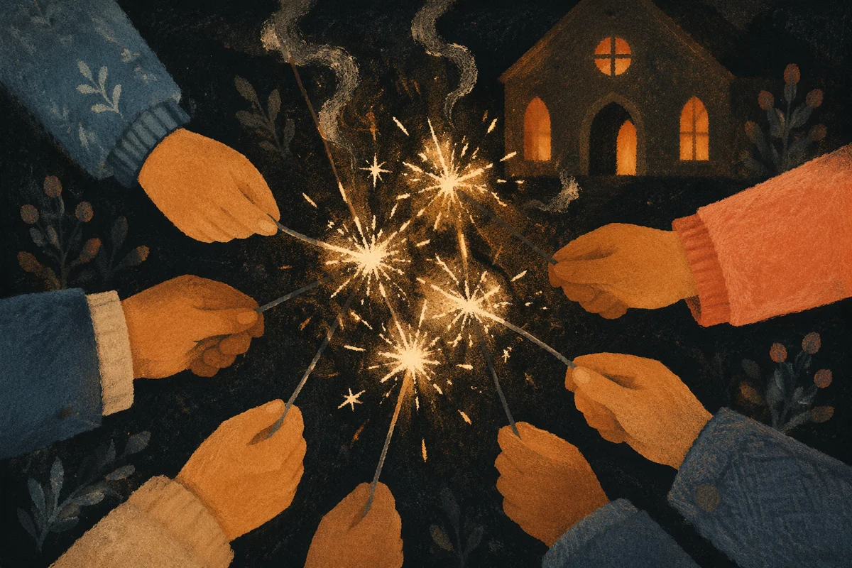 Midnight Sparklers After Church Watchnight Service