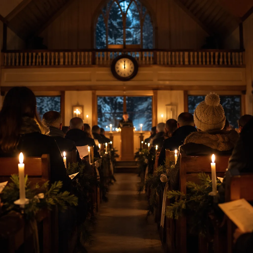 Midnight Watchnight Service in Wooden Chapel