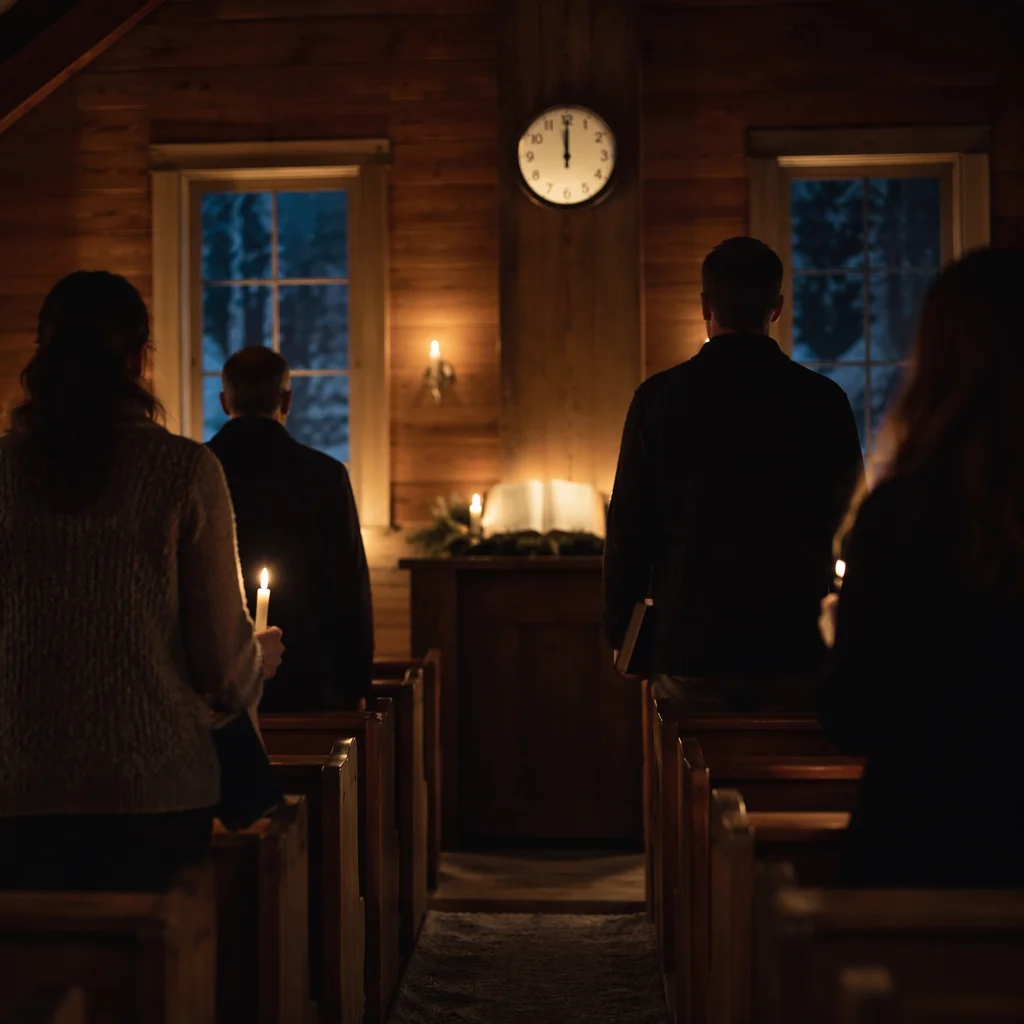 Midnight Watchnight Service in Wooden Chapel