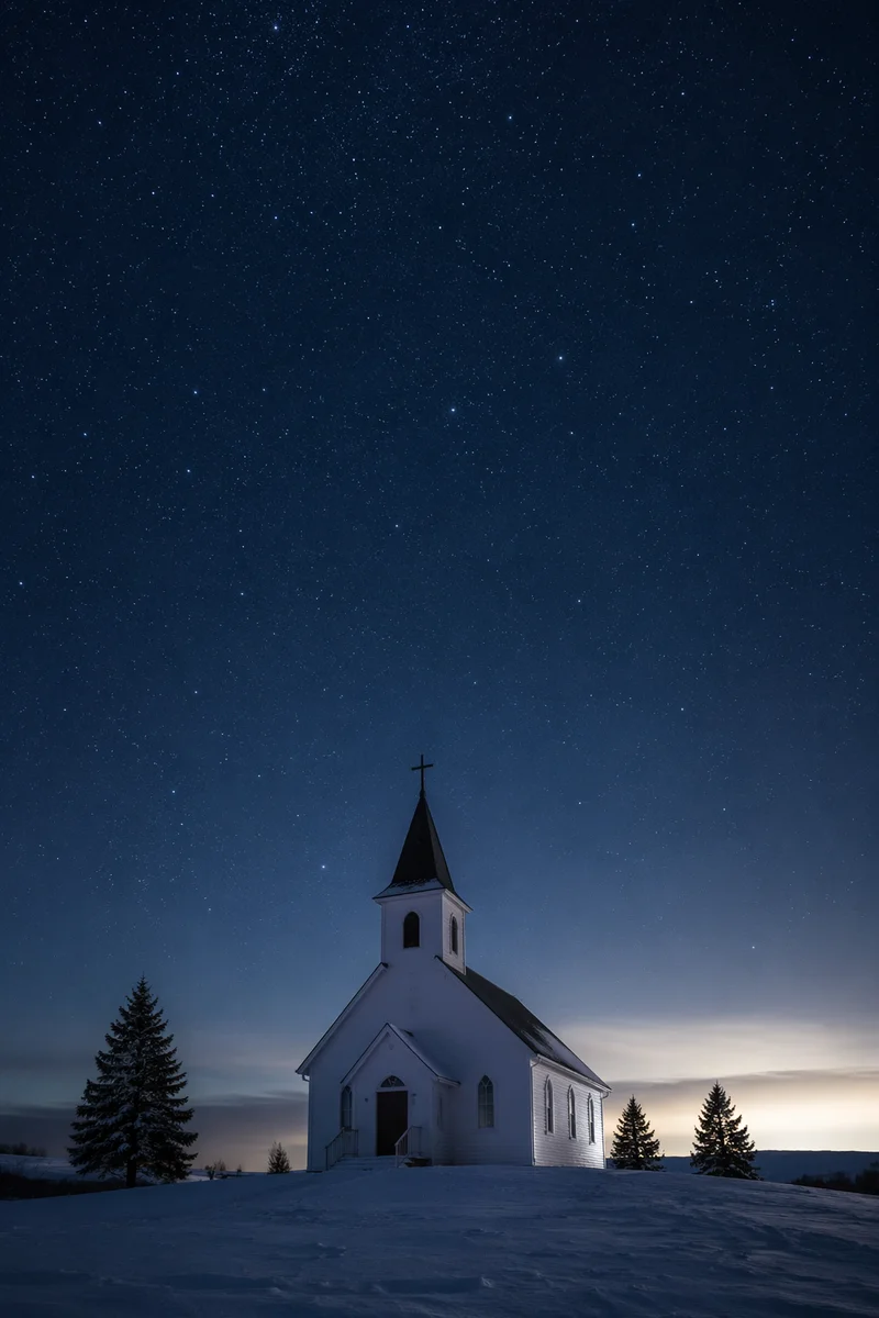 Midnight Watchnight Service at Snowy Rural Church