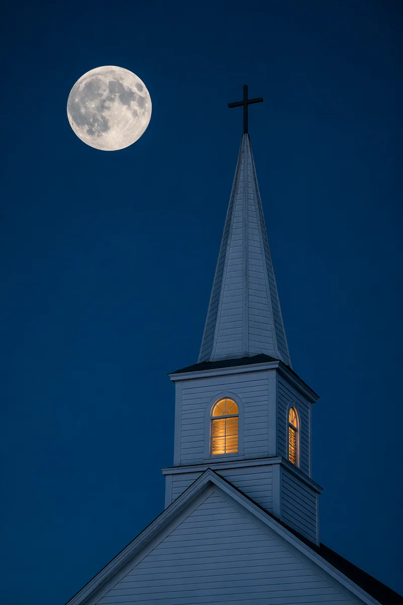 New Year Midnight Church Steeple
