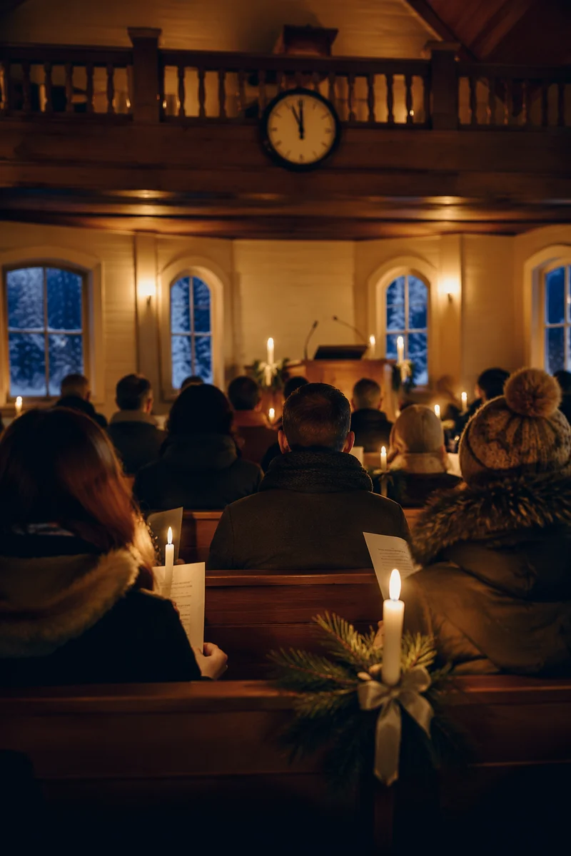 Midnight Watchnight Service in Wooden Chapel