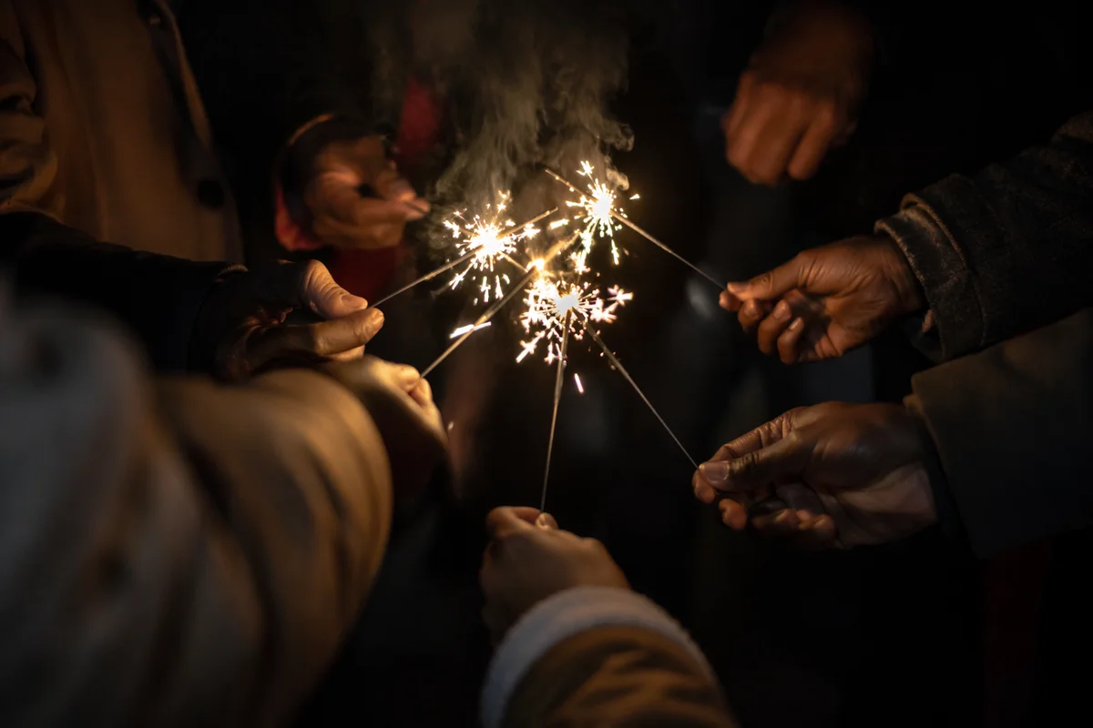 New Year Watchnight Sparklers at Midnight