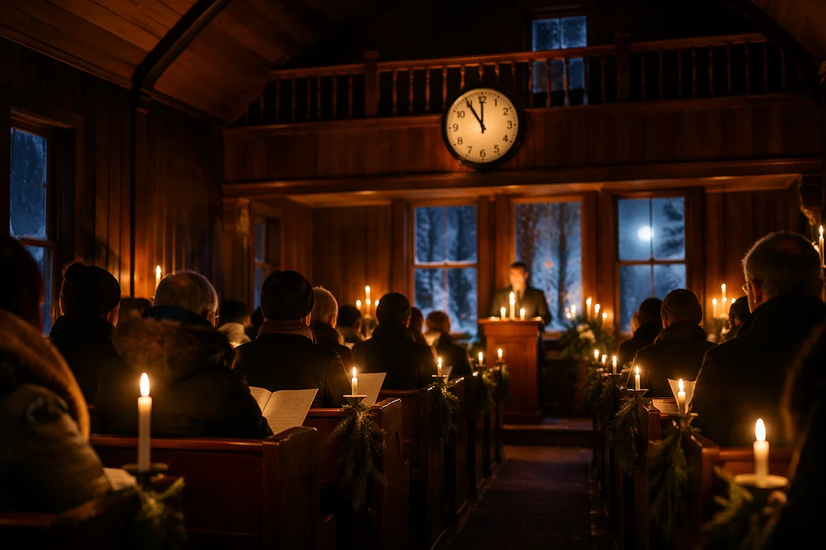 Midnight Watchnight Service in Wooden Chapel