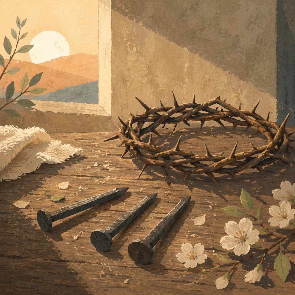 Easter Crown of Thorns on Rustic Wood