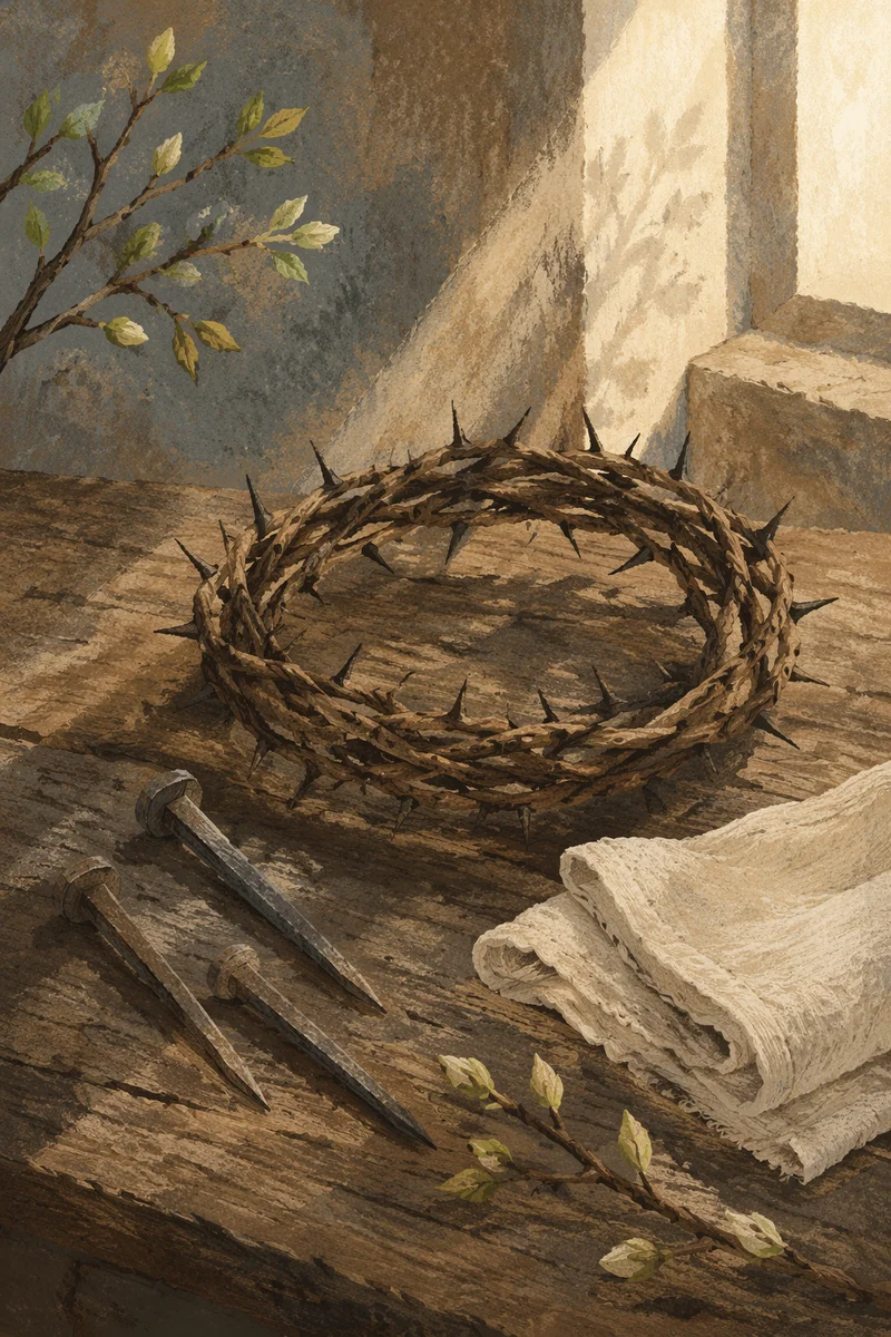 Crown of Thorns on Spring Wood
