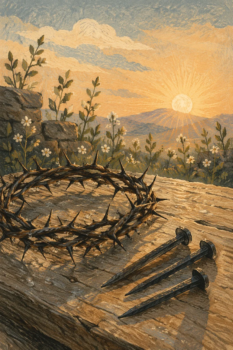 Crown of Thorns and Nails at Easter Dawn
