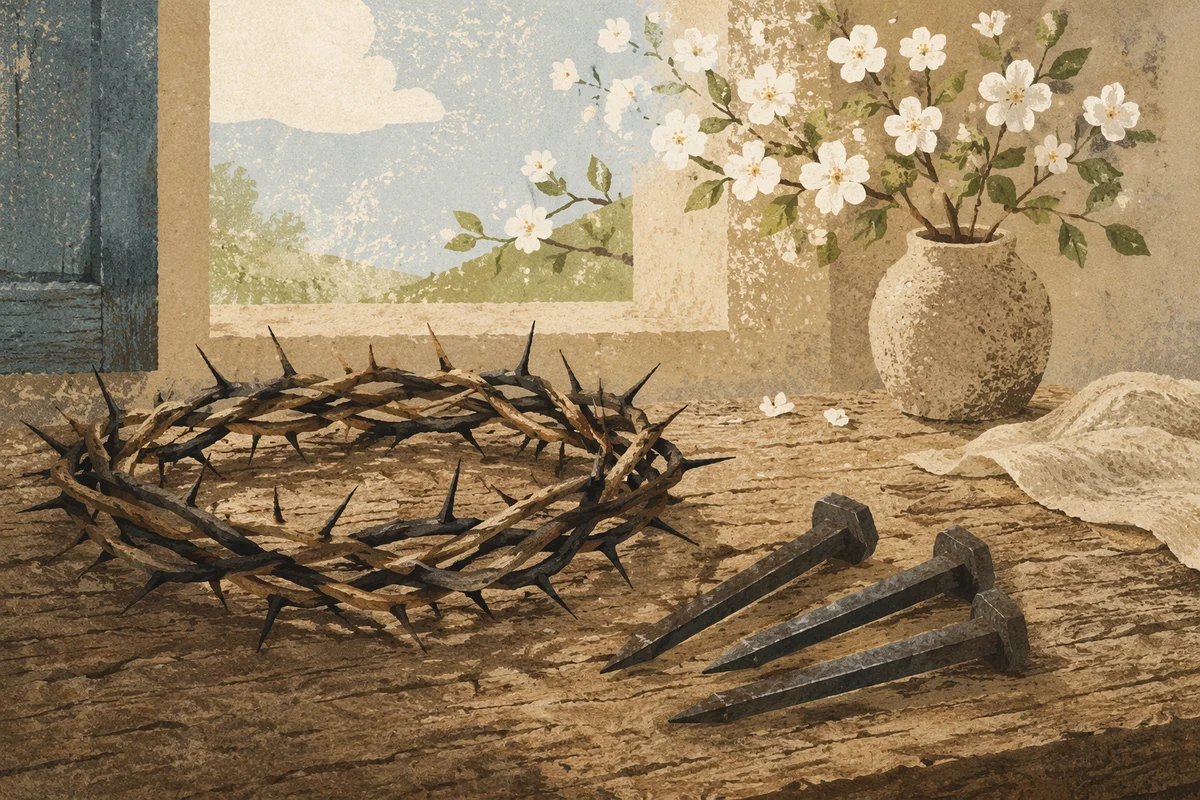Crown of Thorns and Nails at Easter Dawn