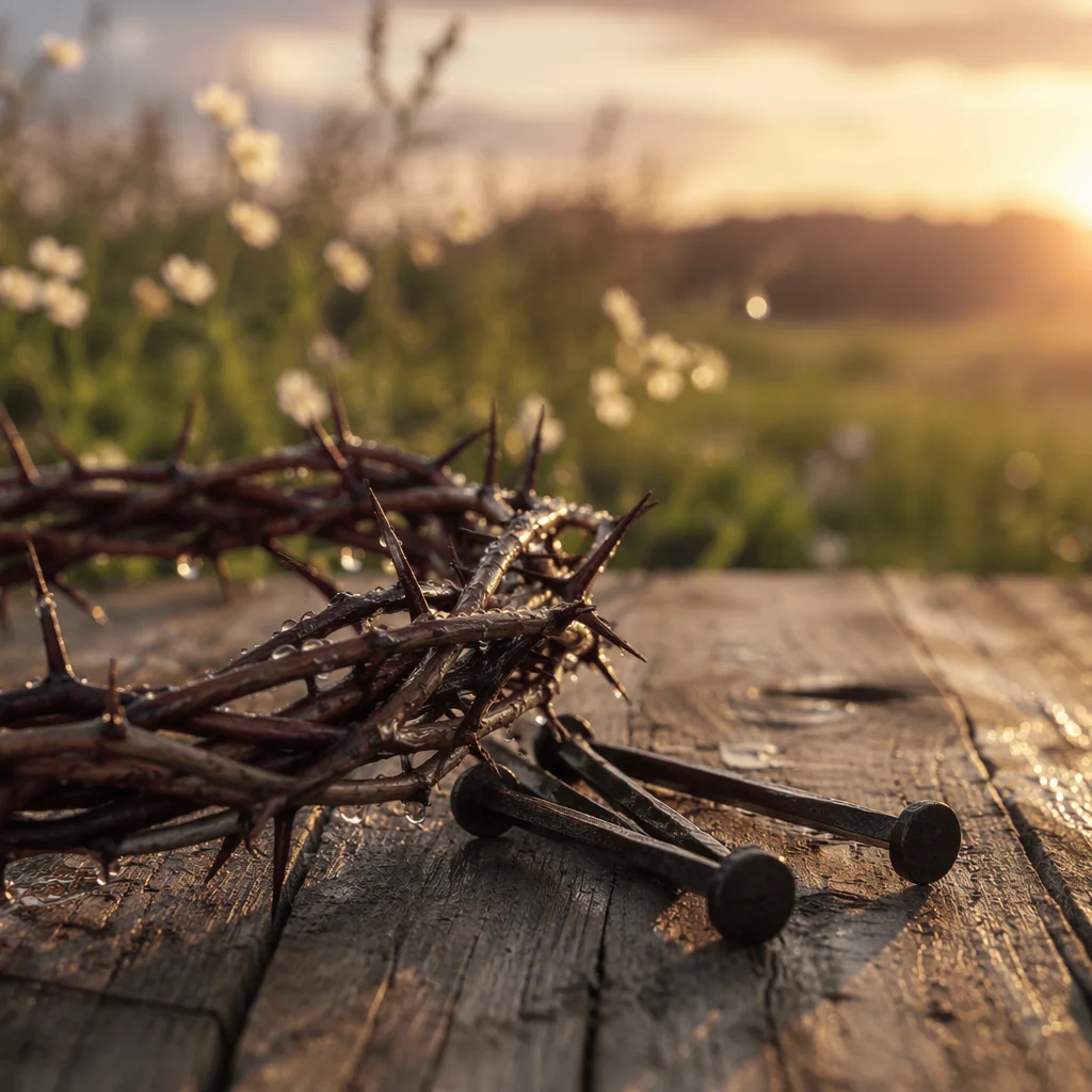 Crown of Thorns and Nails at Easter Dawn