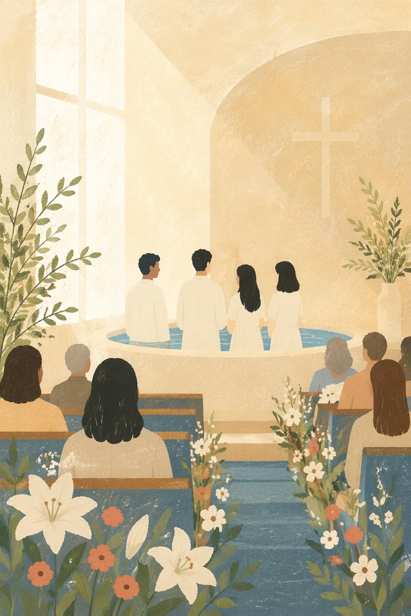 Easter Baptism Celebration in Bright Sanctuary