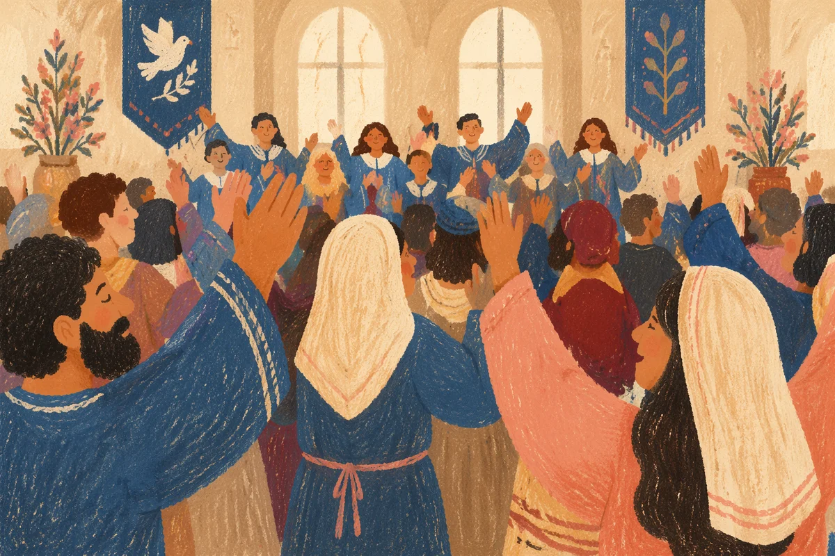 Joyful Easter Choir in Church Sanctuary