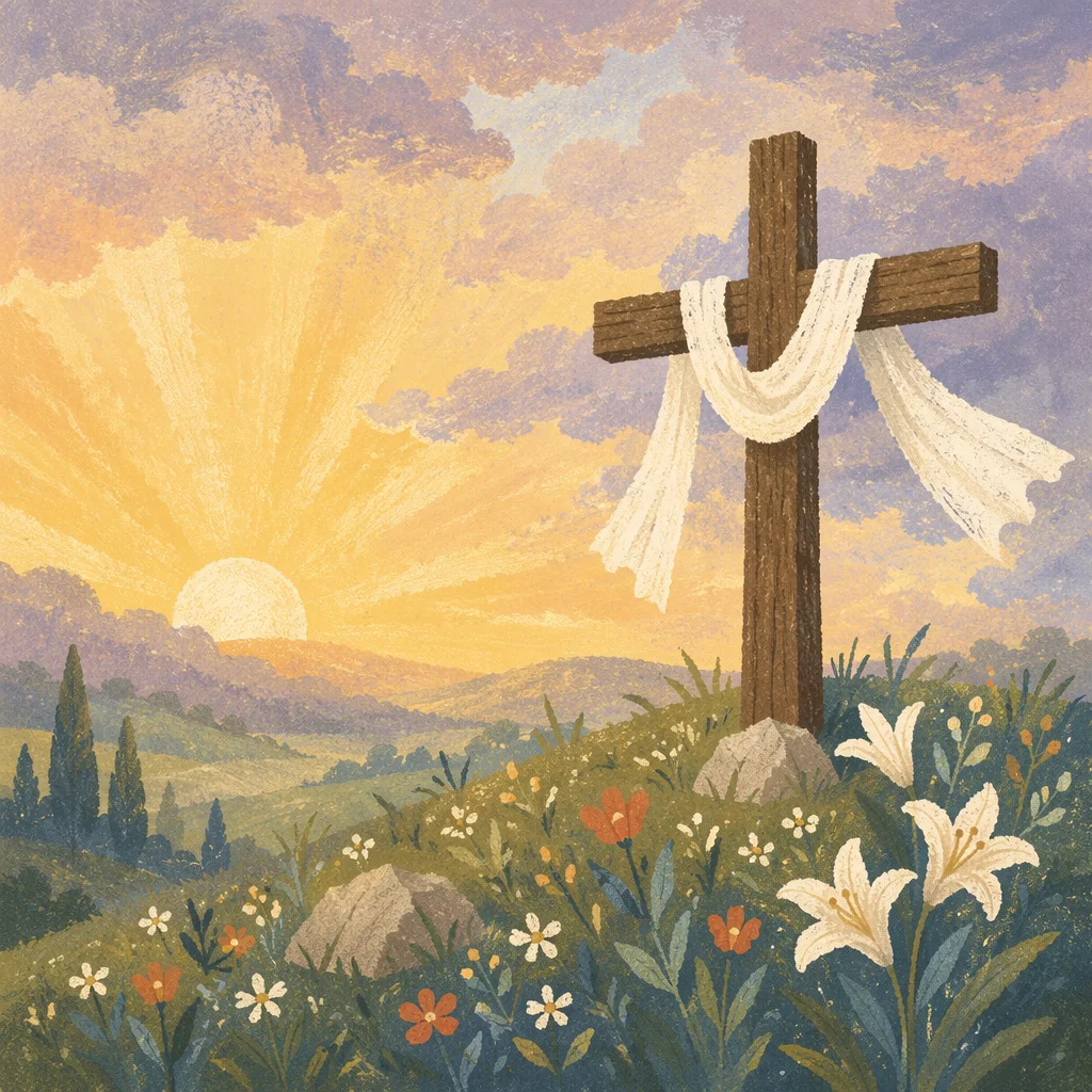 Easter Sunrise Cross with White Cloth