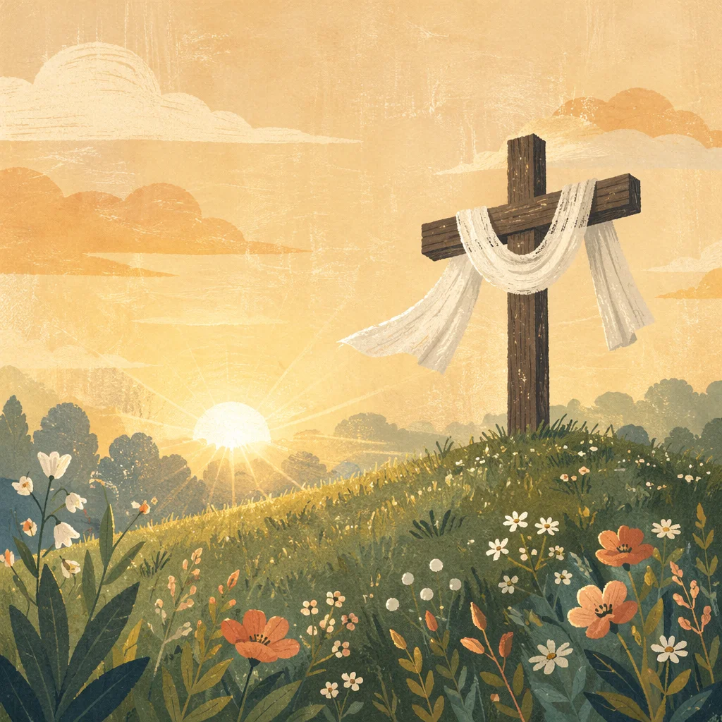 Easter Sunrise Cross with White Cloth