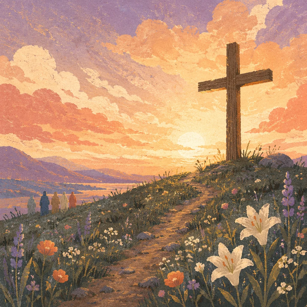 Easter Cross at Dramatic Sunrise
