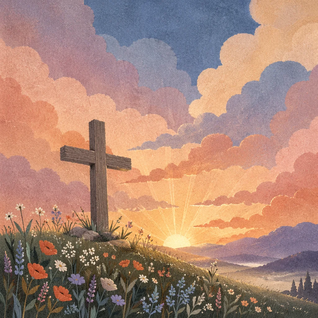 Easter Cross at Dramatic Sunrise