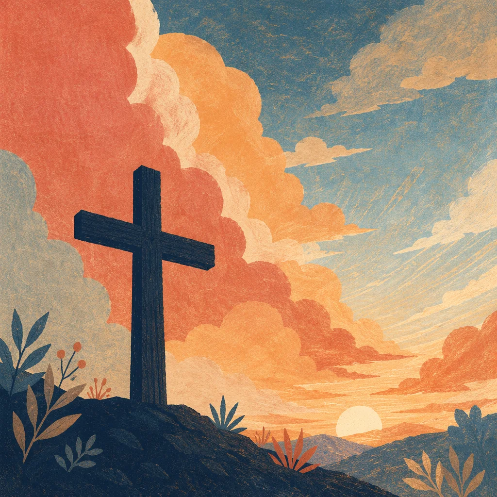 Easter Cross Silhouette at Dramatic Sunrise