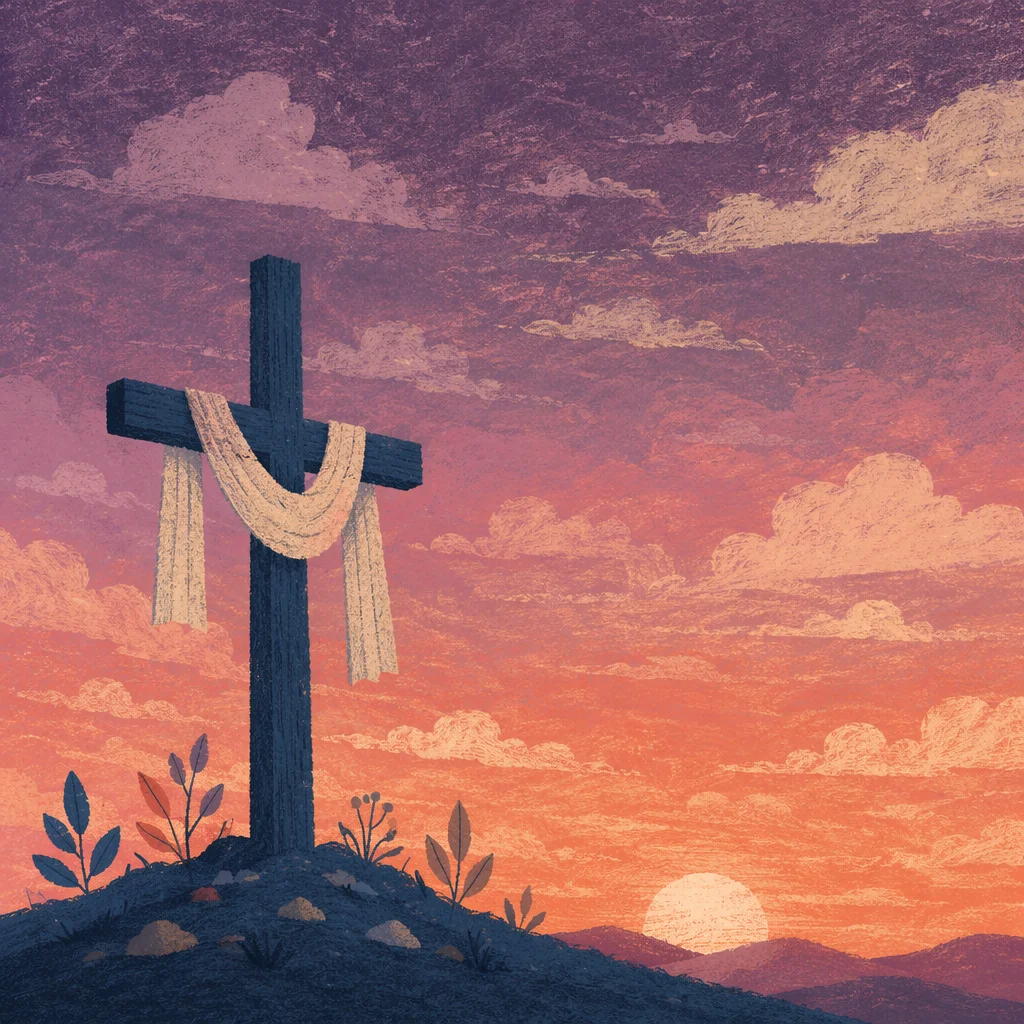 Easter Cross Silhouette at Dramatic Sunrise