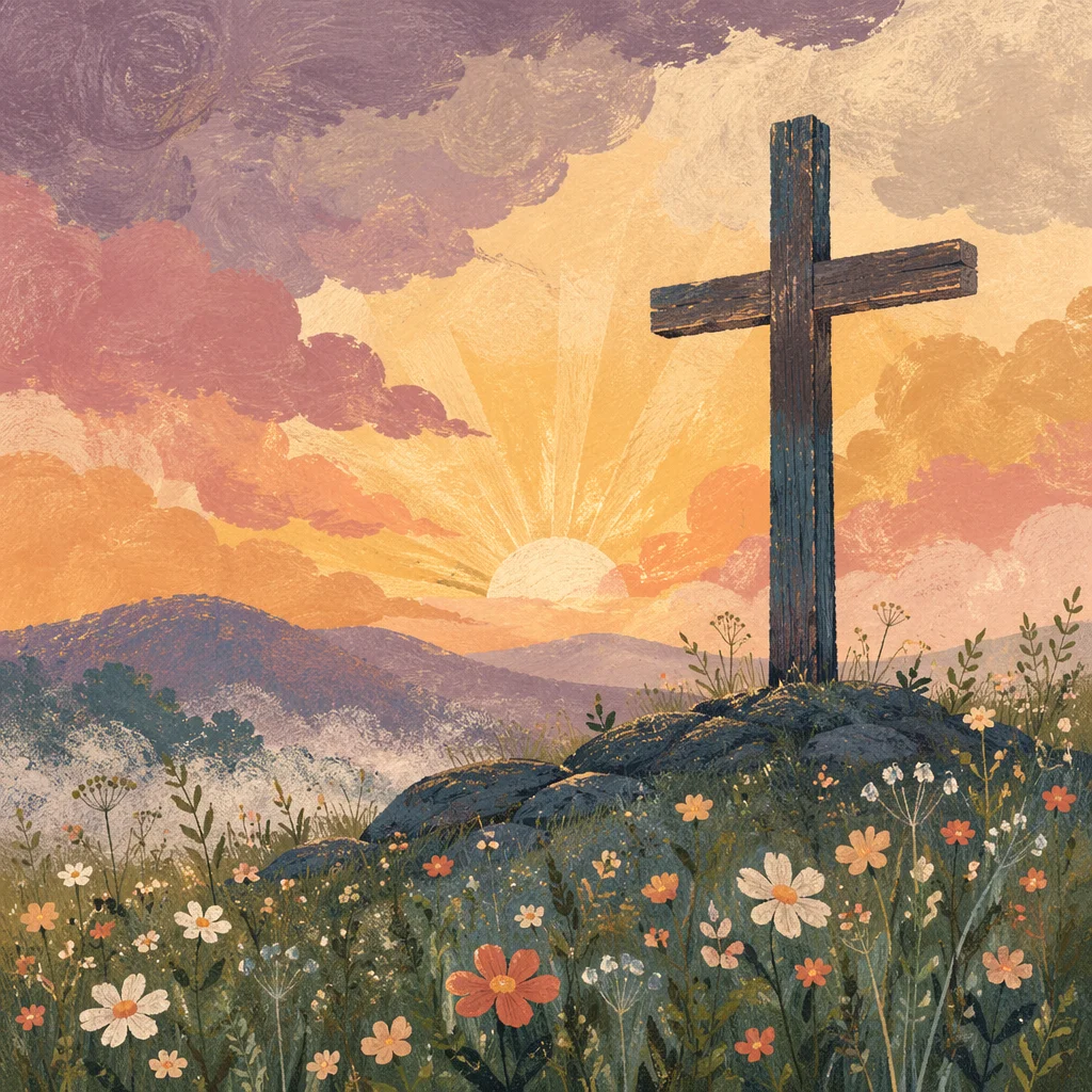 Easter Cross at Dramatic Sunrise