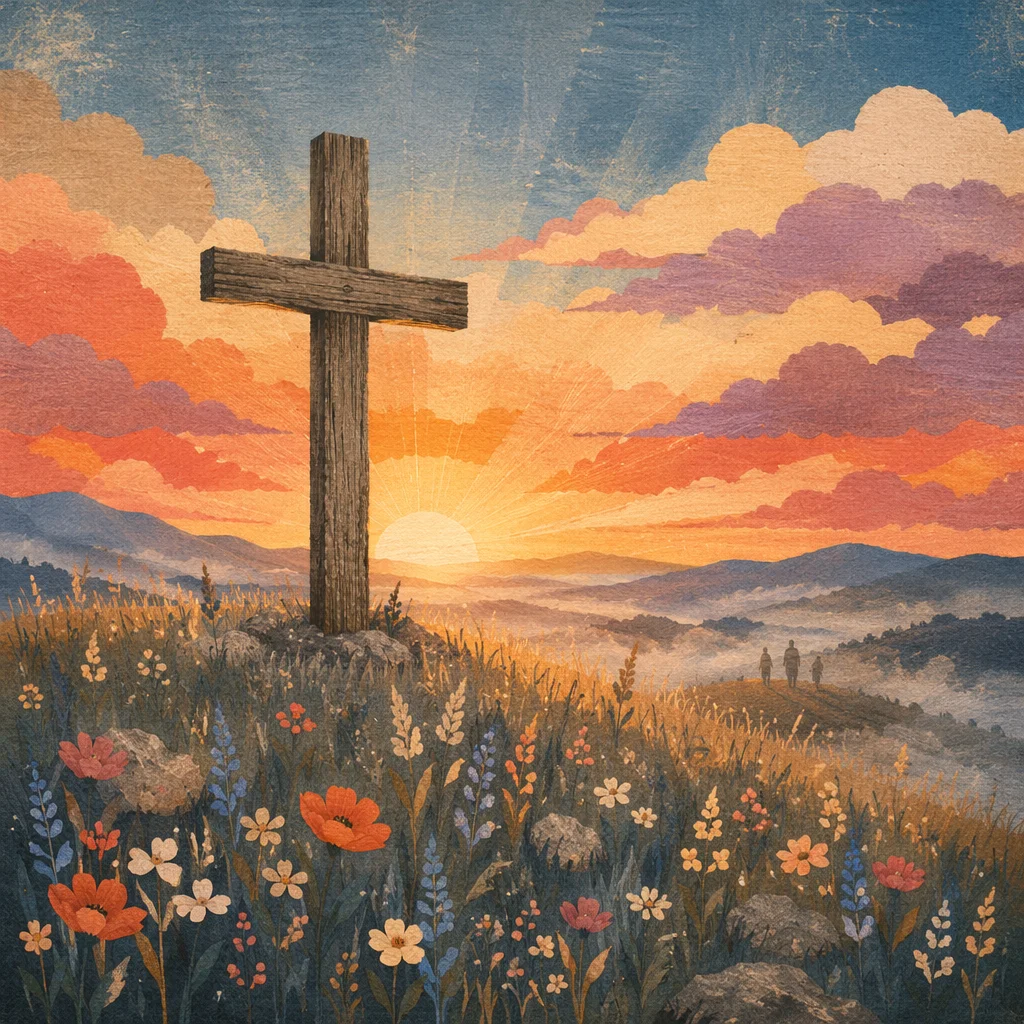 Easter Cross at Dramatic Sunrise