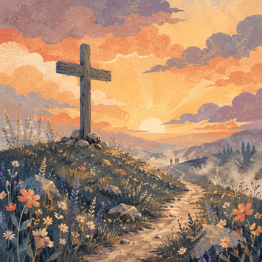 Easter Cross at Dramatic Sunrise