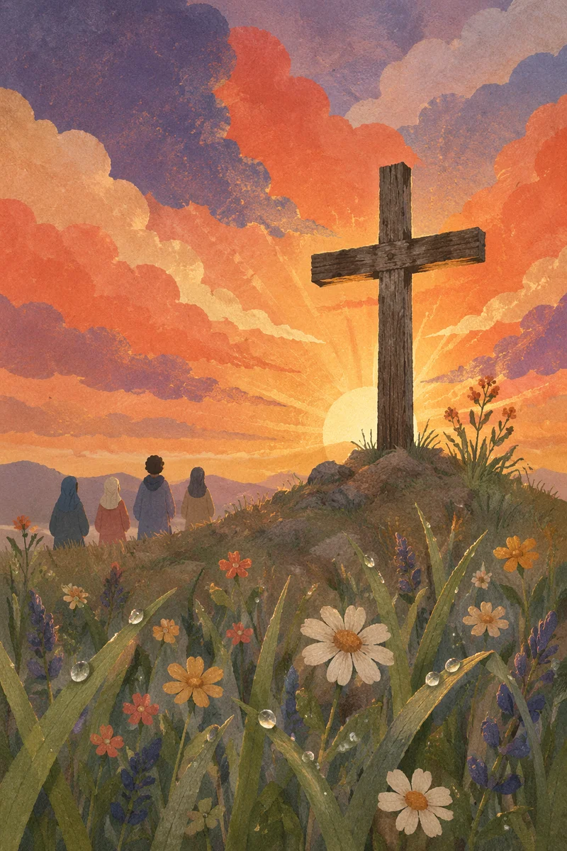 Easter Cross at Dramatic Sunrise