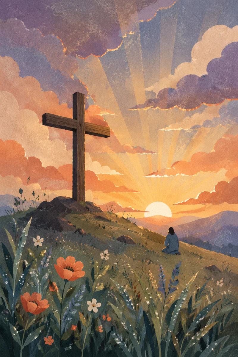 Easter Cross at Dramatic Sunrise