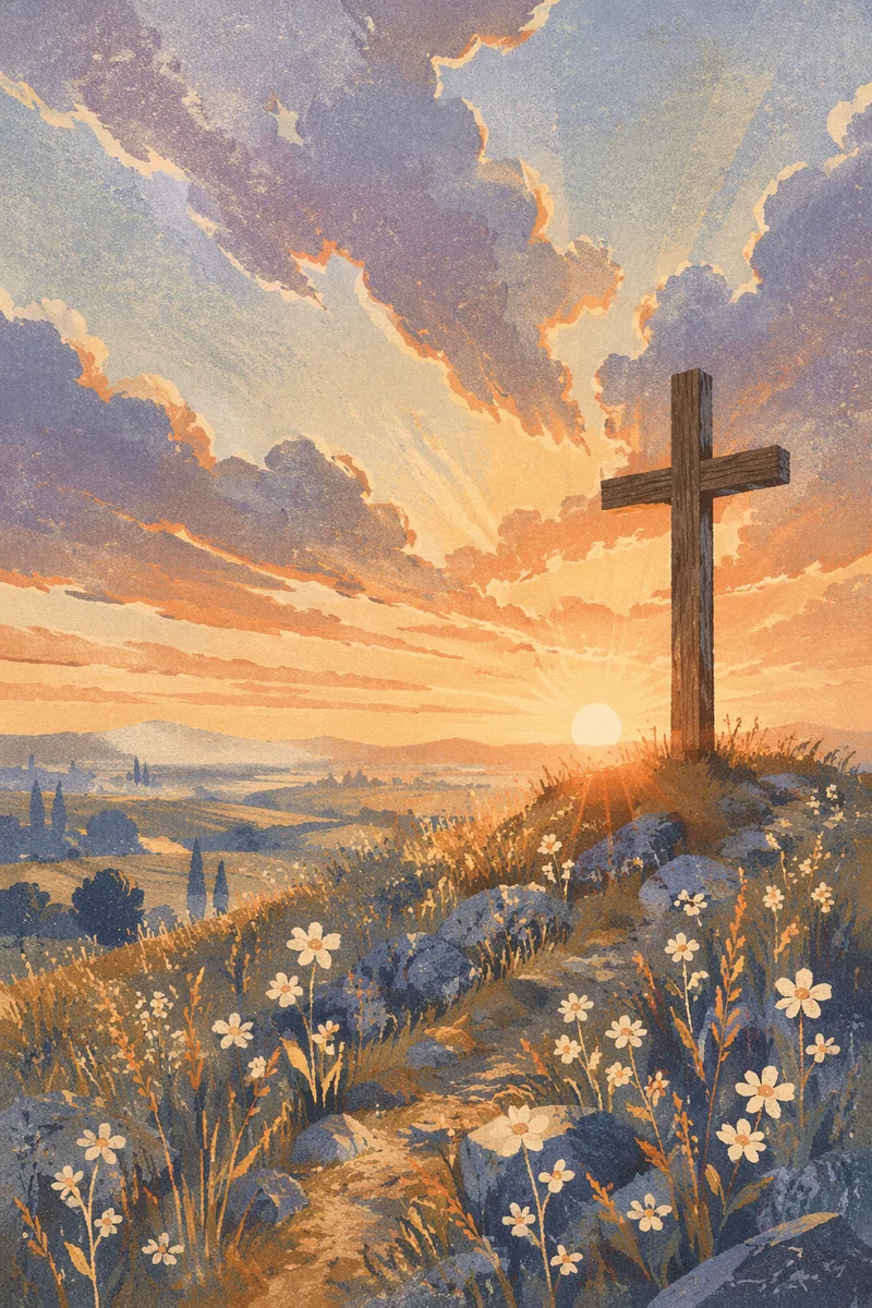 Easter Cross at Dramatic Sunrise