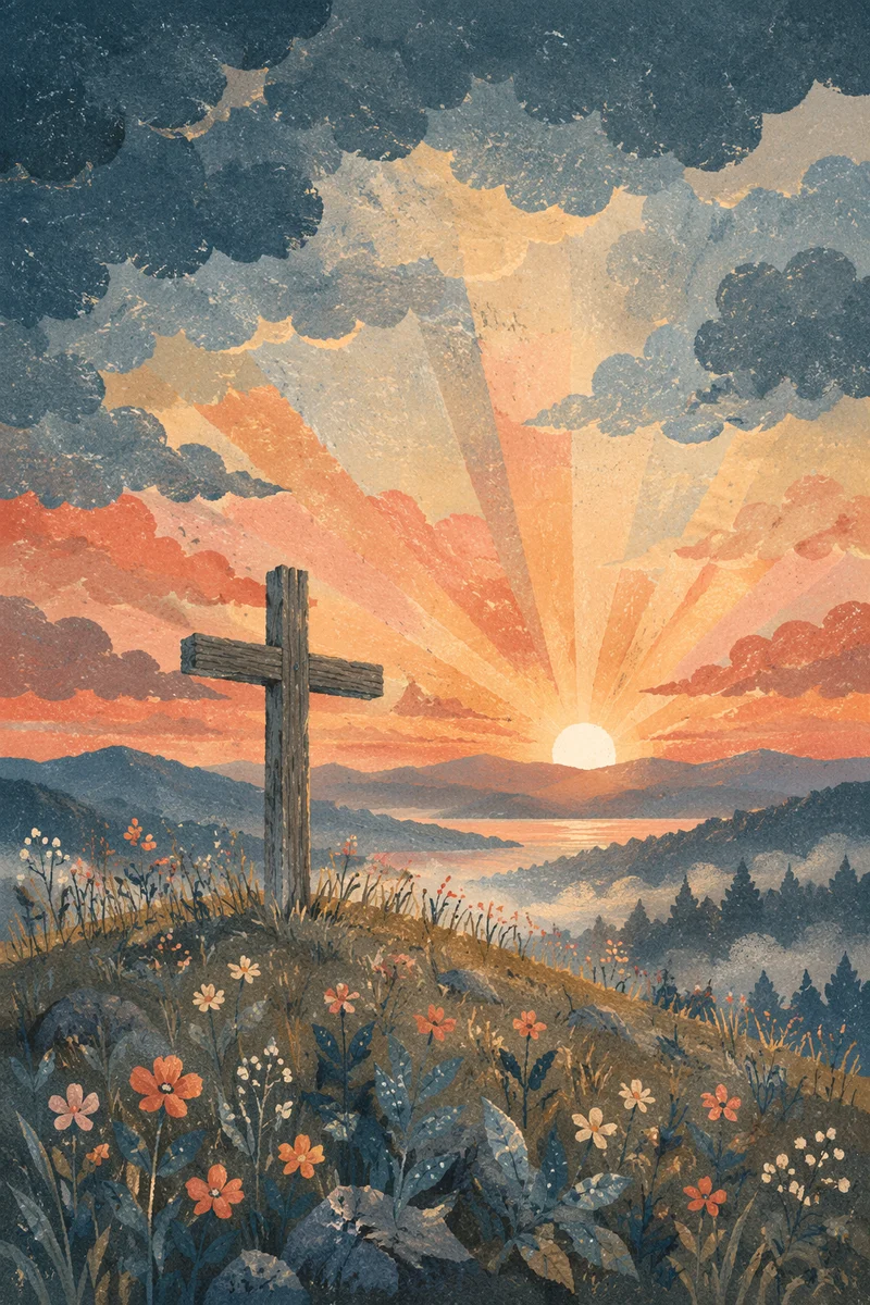 Easter Cross at Dramatic Sunrise