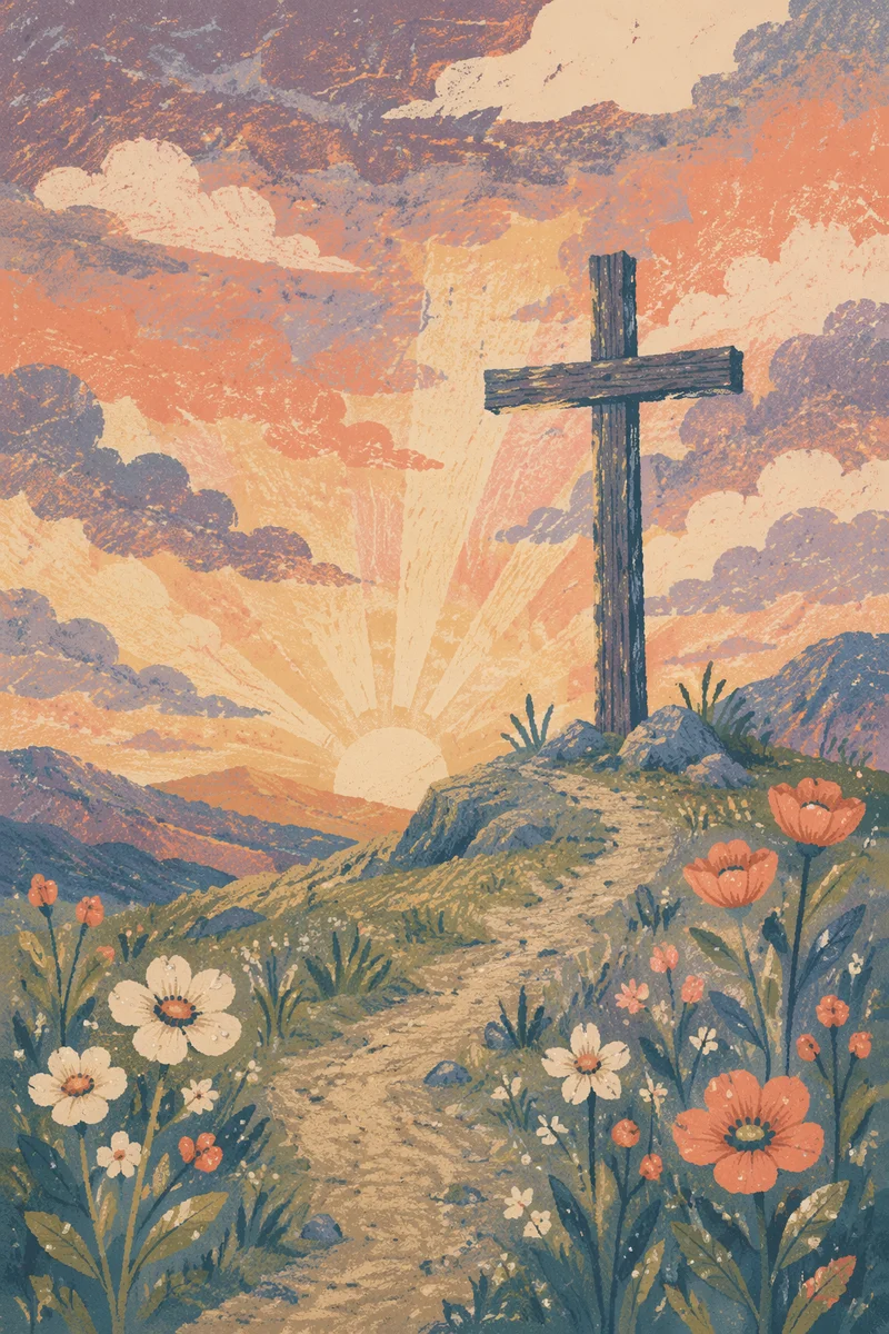 Easter Cross at Dramatic Sunrise