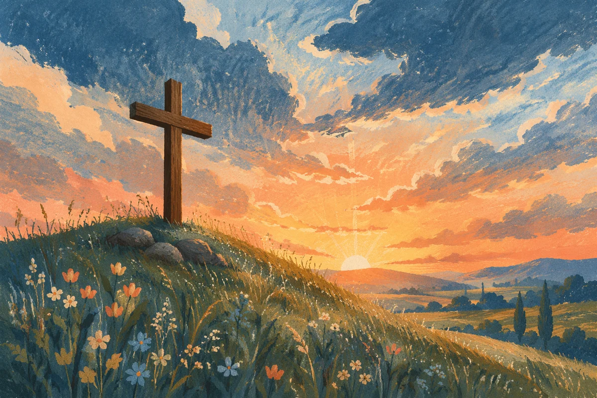 Easter Cross at Dramatic Sunrise