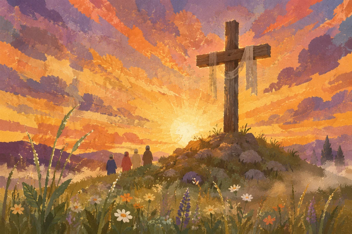 Easter Cross at Dramatic Sunrise