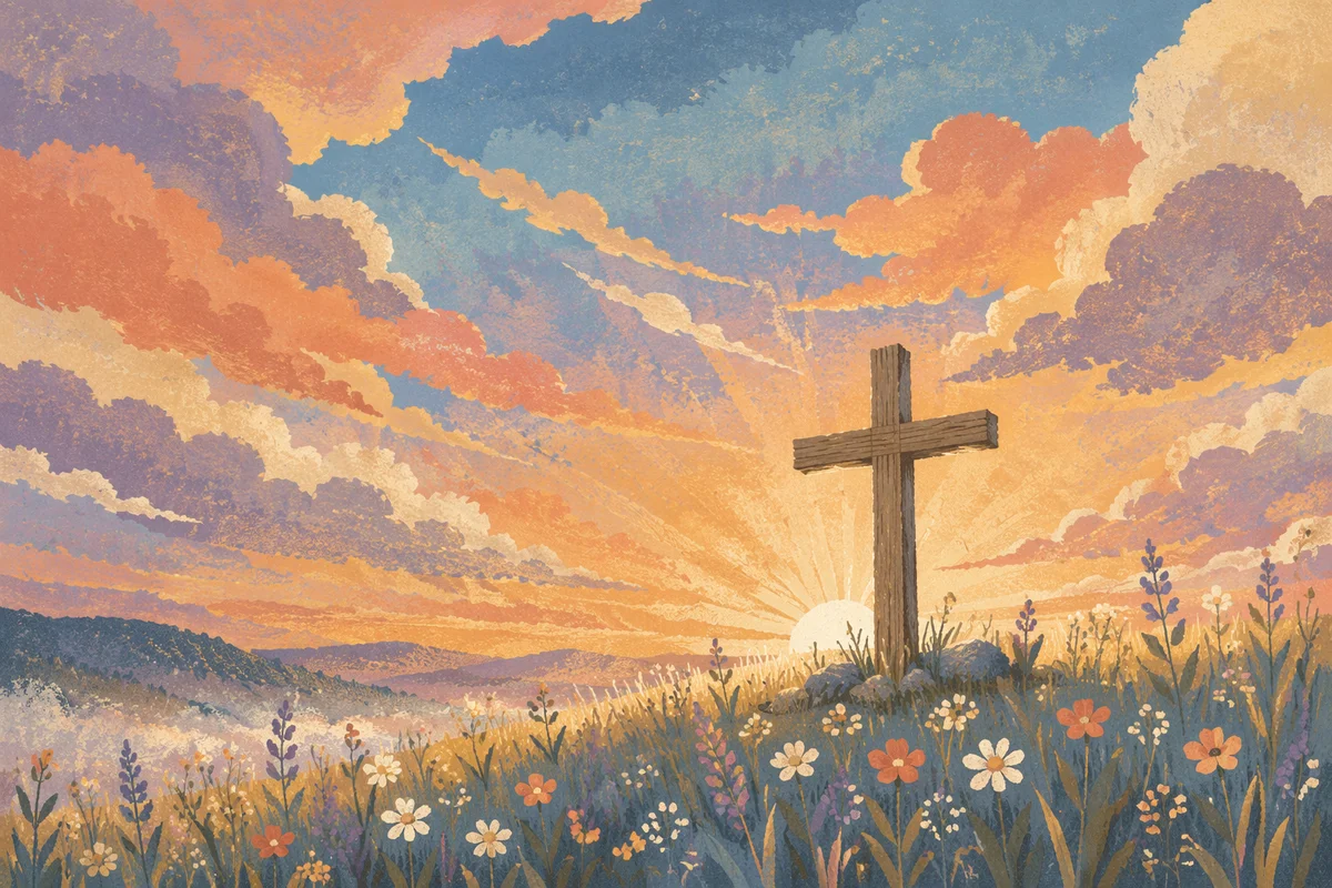 Easter Cross Sunrise Over Dramatic Spring Sky