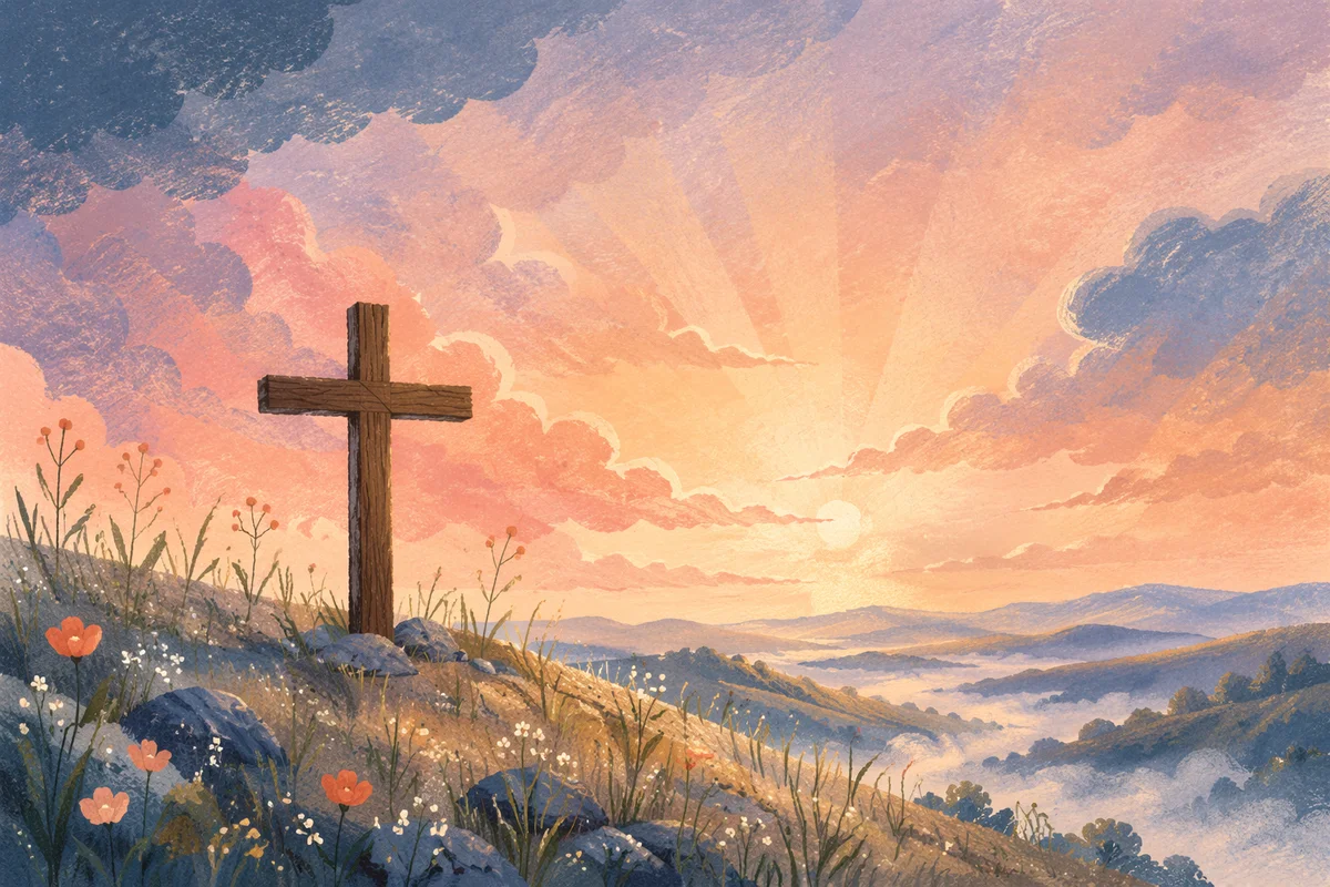 Easter Cross at Sunrise Dramatic Sky