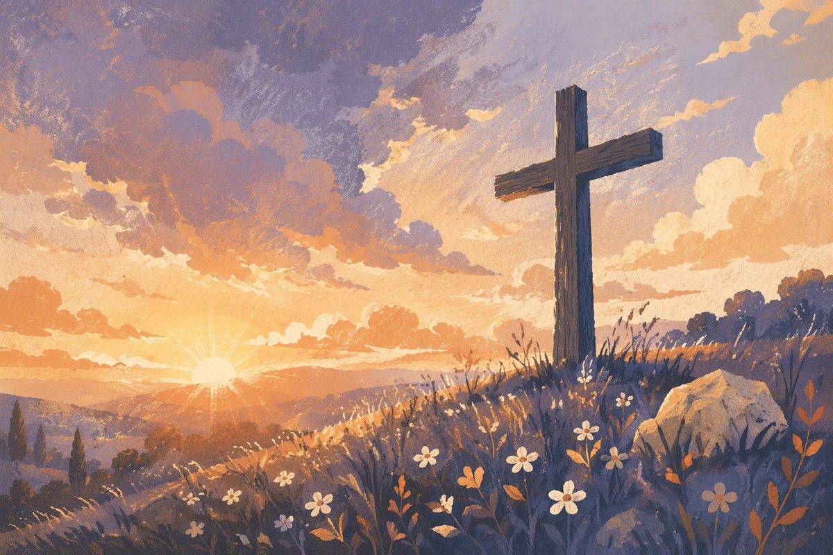 Easter Cross at Dramatic Sunrise