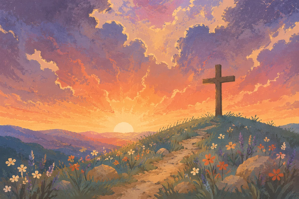 Easter Cross at Dramatic Sunrise