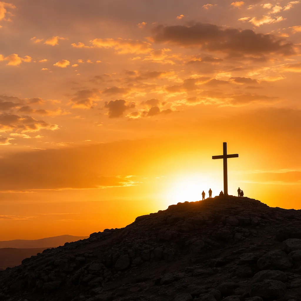 Easter Cross Sunrise Over Rocky Hill